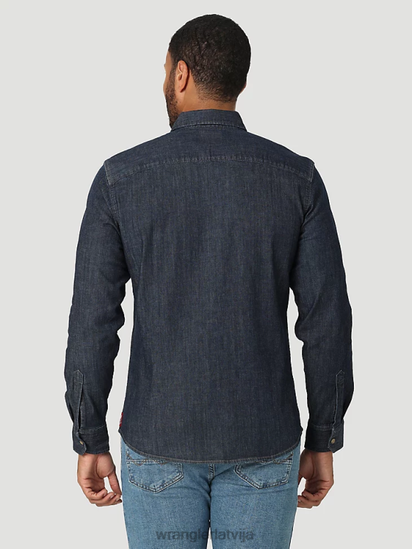 azul zils 20 reižu konkurētspējīgs moderna komforta krekls ar garām piedurknēm rietumu apdruku vīriešiem apģērbs Wrangler BFNTB481